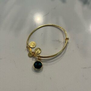 Alex and Ani Gold Bracelet with Emerald Green Charm